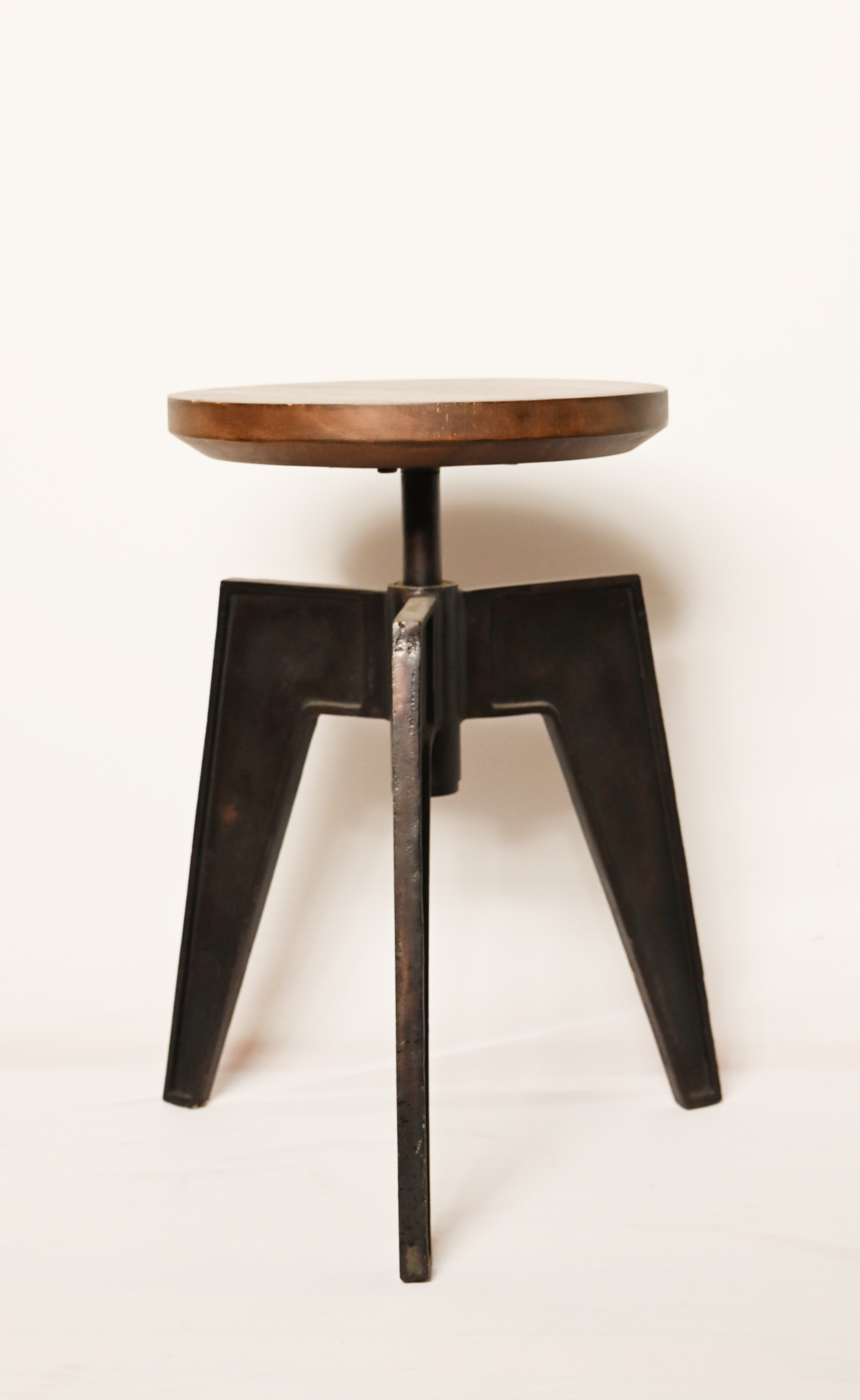 Wood Top - Cast Iron Stool