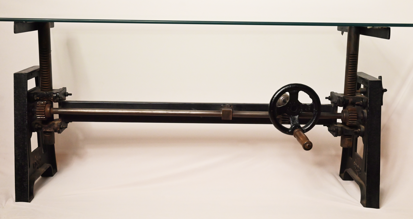 Cast Iron Adjustable Glass Table